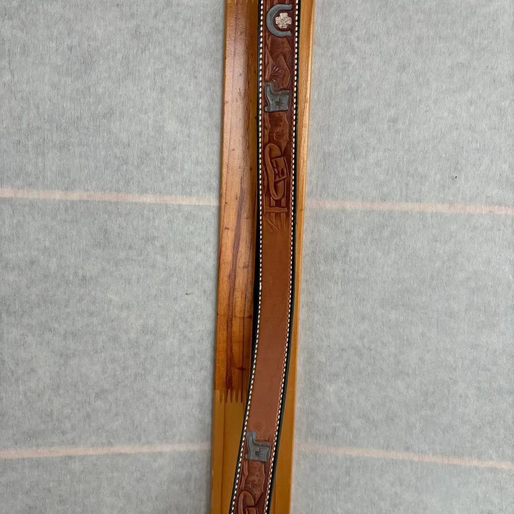 Men's Handcrafted Western Leather Belt with Embossed Design Cowboy Rodeo Style